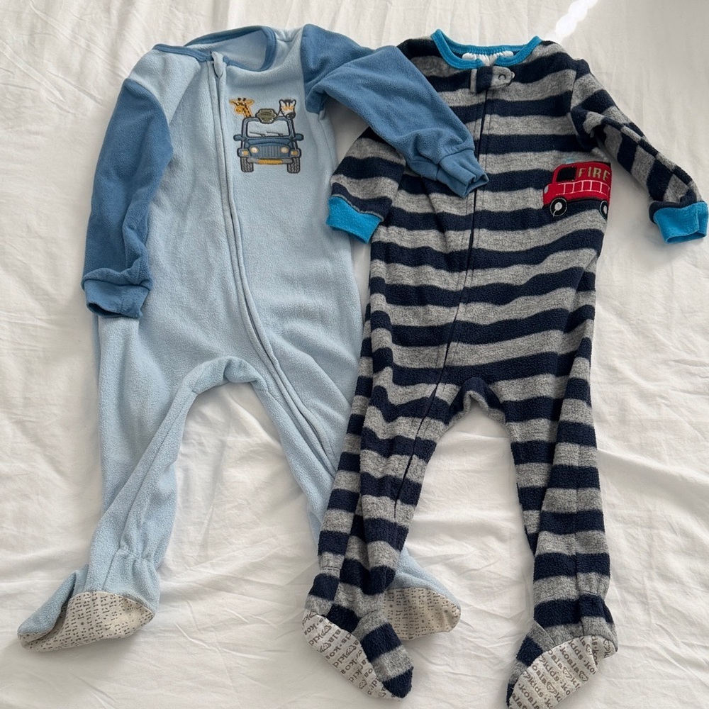 Baby Boys' Cozy Footed One-Piece Sleepers - Blue & Navy